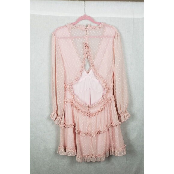 Babydoll Dress XL Pink Polka Dot Ruffle Keyhole Cutecore Girlhood Barbiecore - Picture 2 of 7